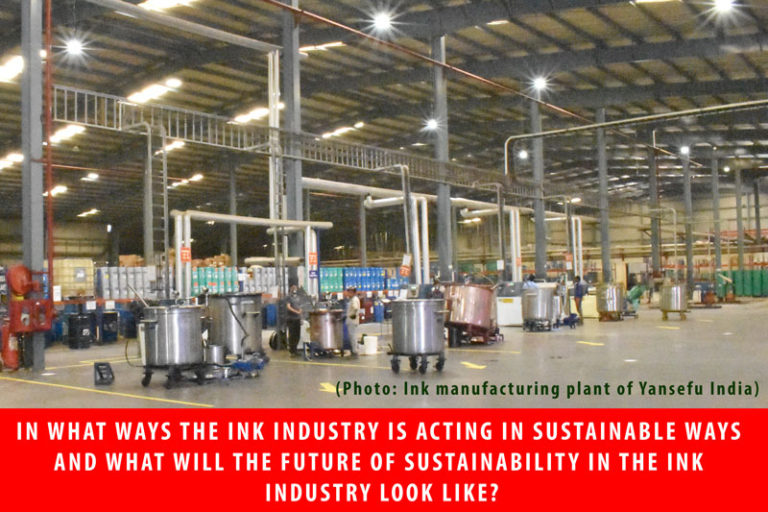 In what ways is the ink industry acting in sustainable ways?